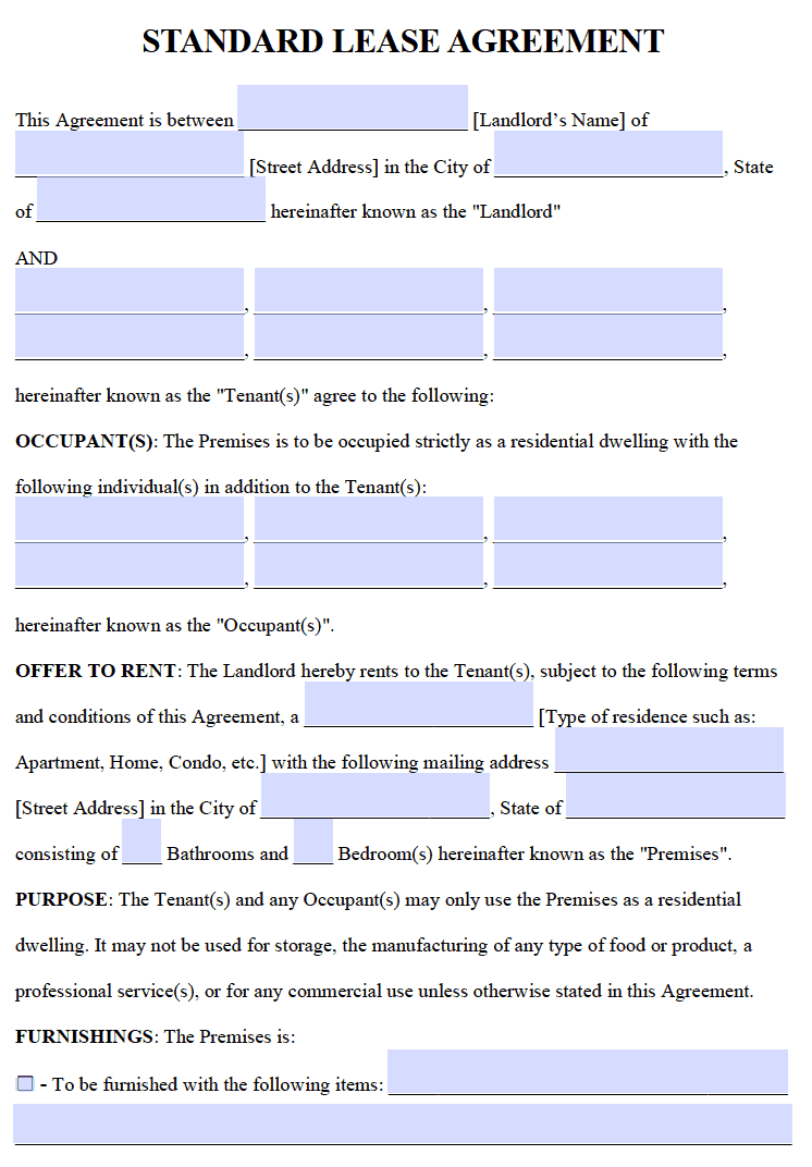 Printable Year Lease Forms Printable Forms Free Online