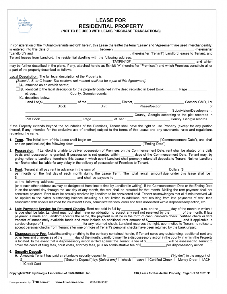 Free Residential Lease Agreement PDF
