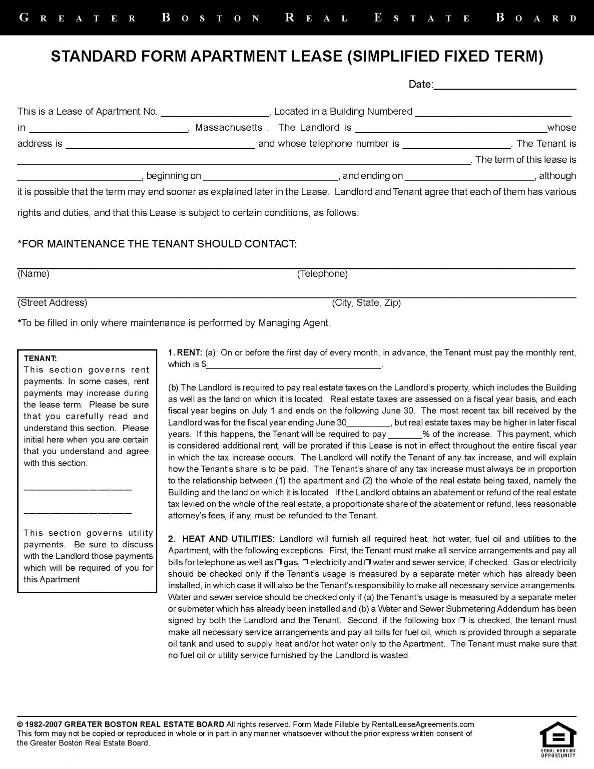 Free Massachusetts Residential Lease Agreement PDF