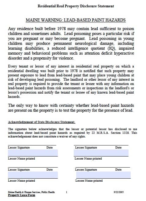 california lead disclosure form