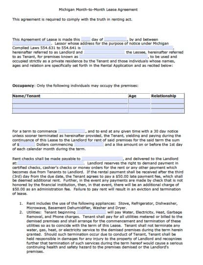 free-michigan-month-to-month-rental-agreement-pdf-word