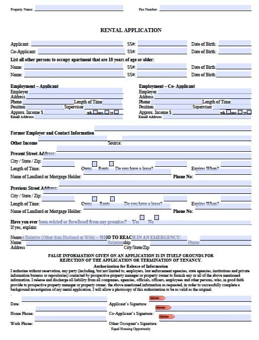 Free Missouri Rental Application Form Pdf Template 2162