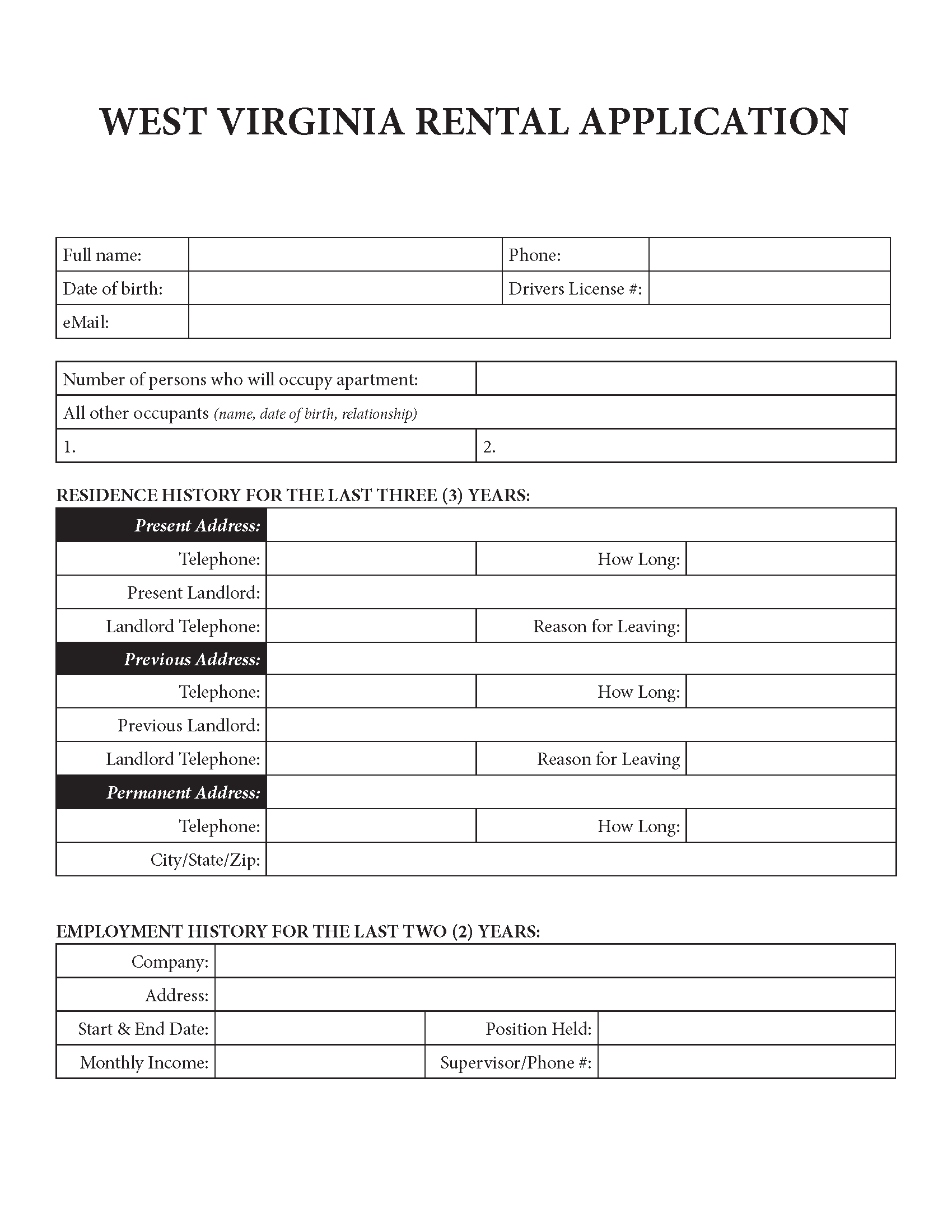 Free West Virginia Rental Lease Agreements (6 Types) PDF MS Word