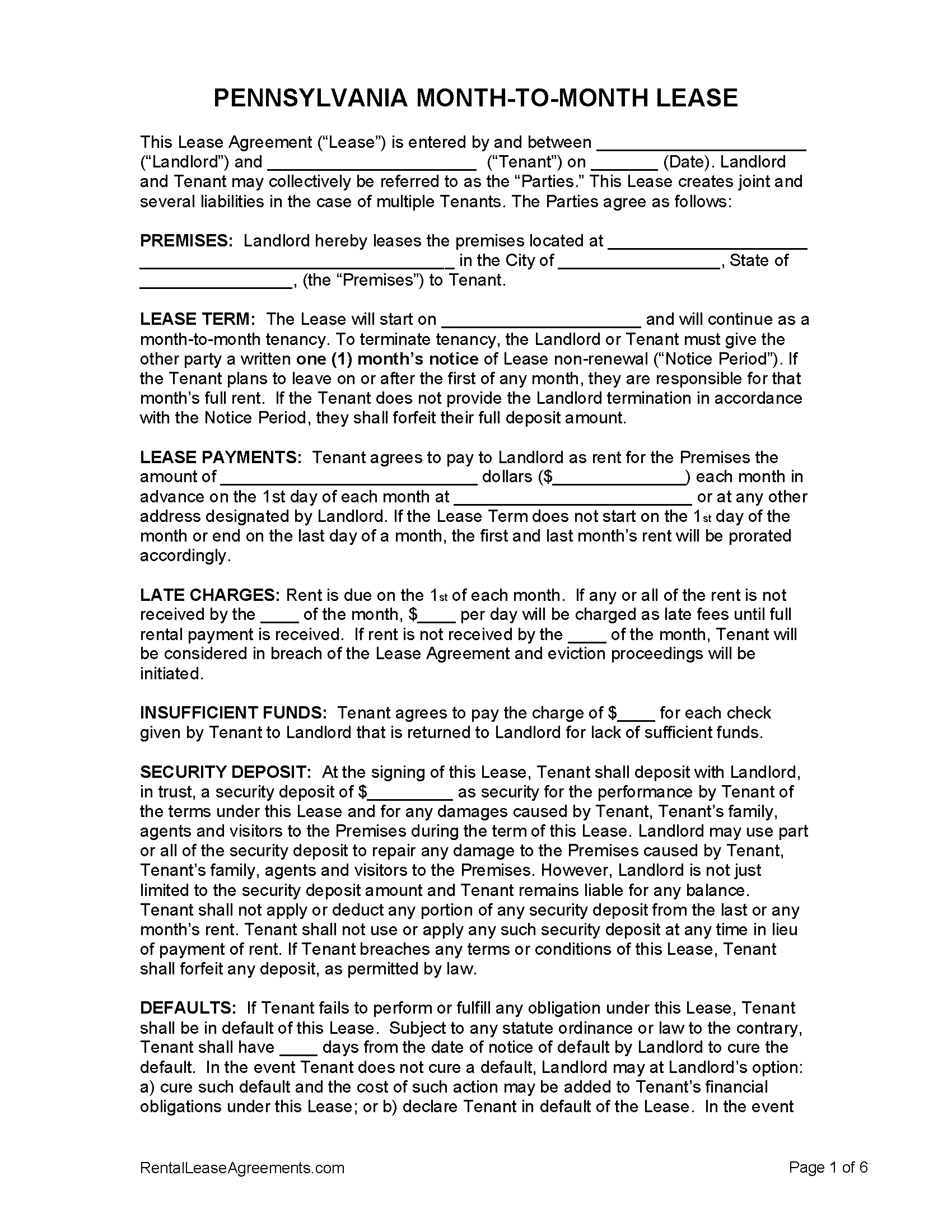 Free Pennsylvania Eviction Notice Forms Process Laws Word Pdf Eforms 