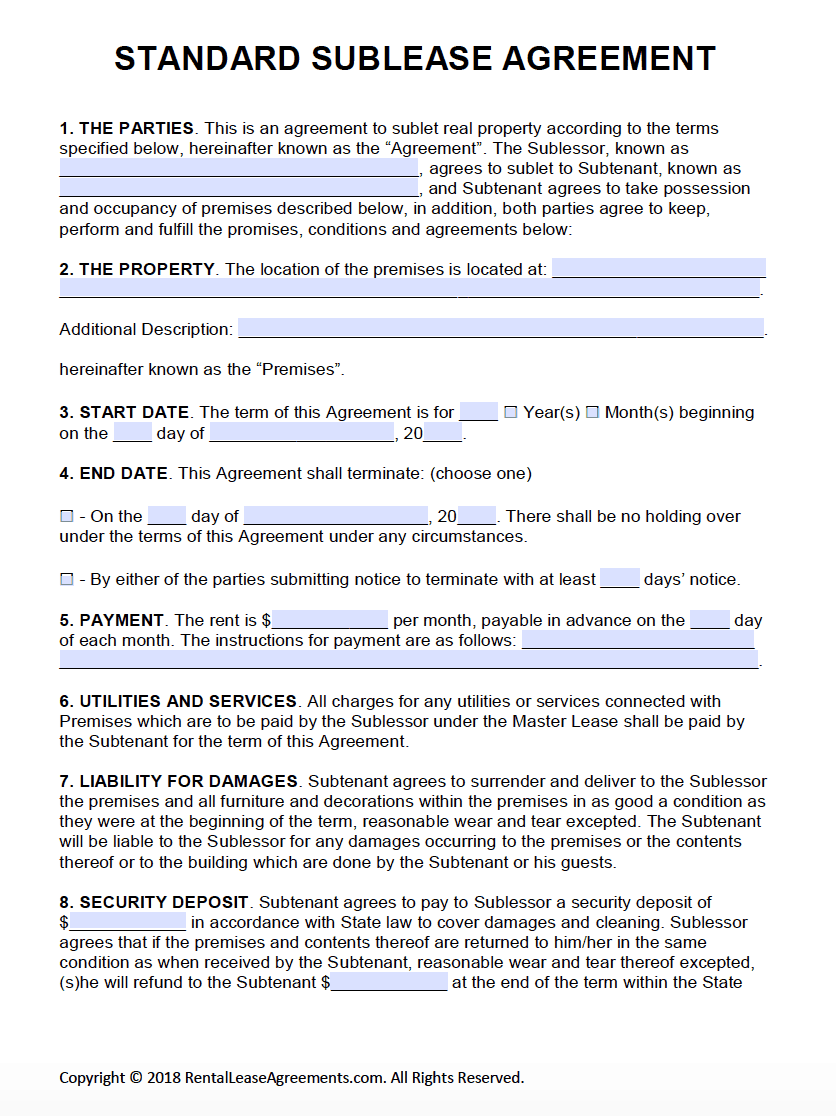 Free Printable Rental Lease Agreement Templates PDF & Word