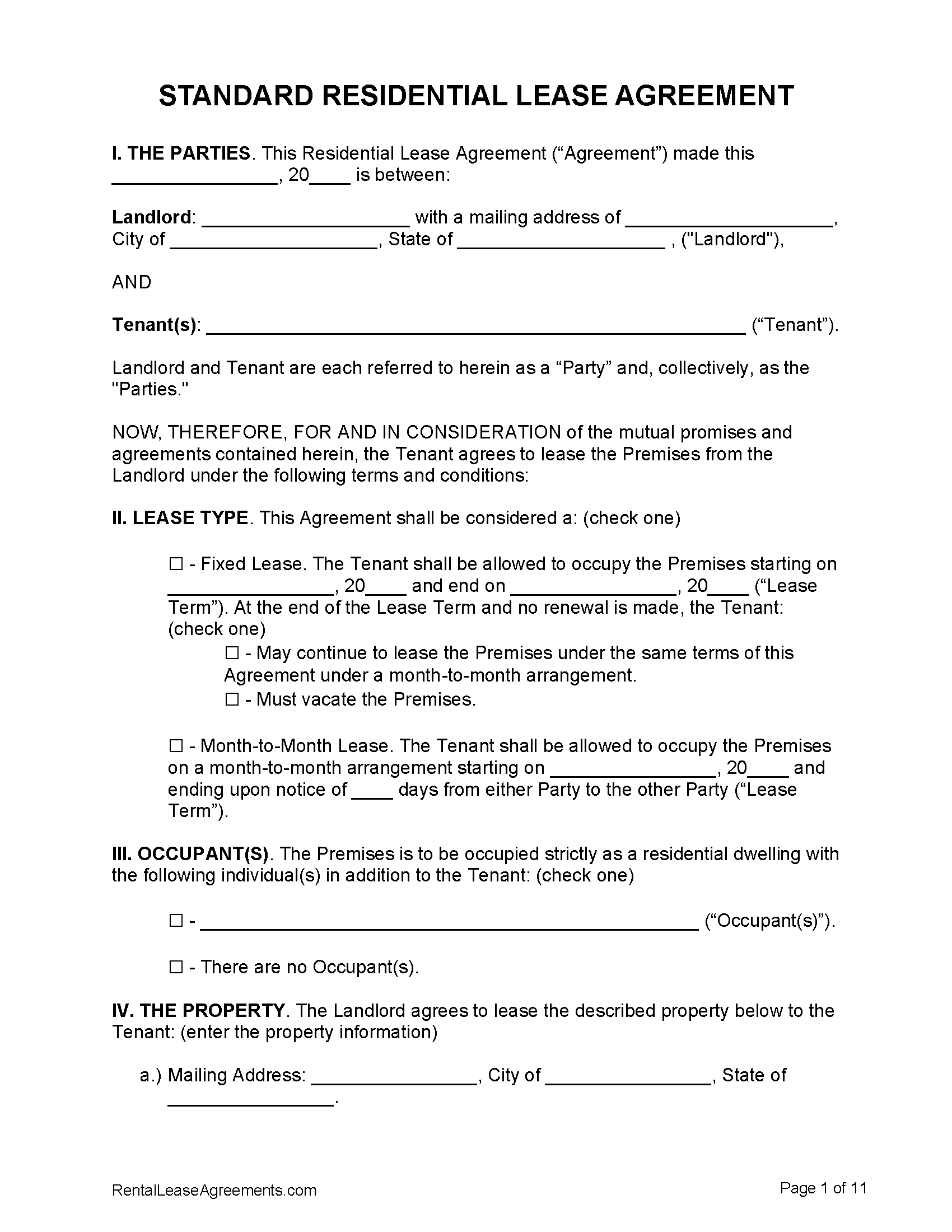 Free Lease Agreement Templates  PDF & Word With free tenant lease agreement template